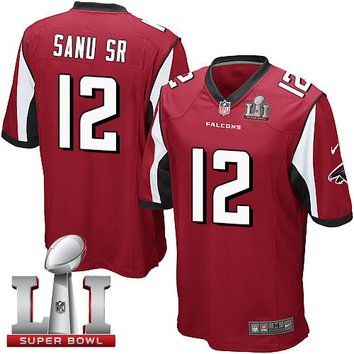 Nike Falcons #12 Mohamed Sanu Sr Red Team Color Super Bowl LI 51 Youth Stitched NFL Elite Jersey